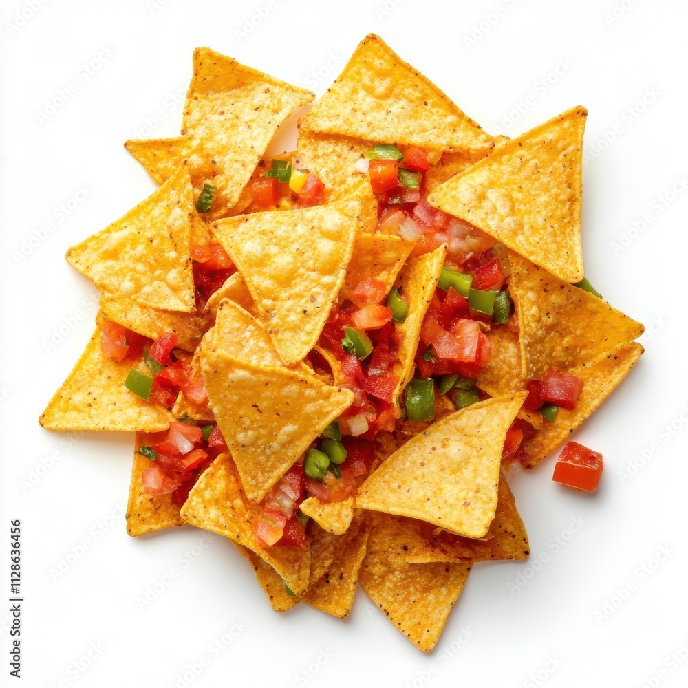 Nachos isolated on white background, top view Nachos isolated on white background, top view