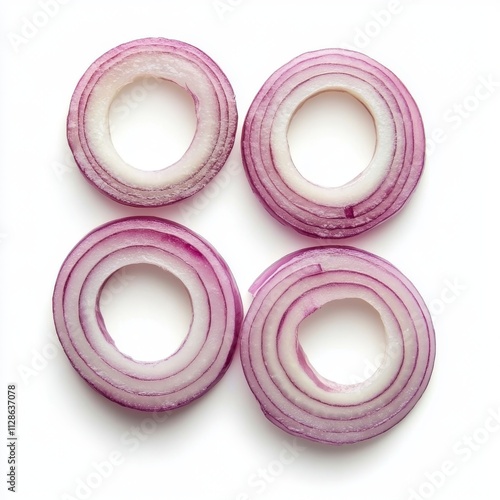 Onion Rings isolated on white background, top view