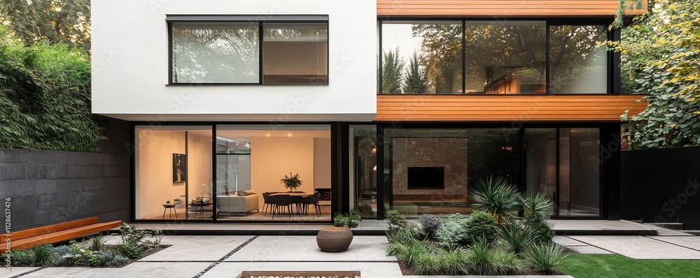 Contemporary urban design geometric townhouse with outdoor calm Contemporary urban design geometric townhouse with outdoor calm