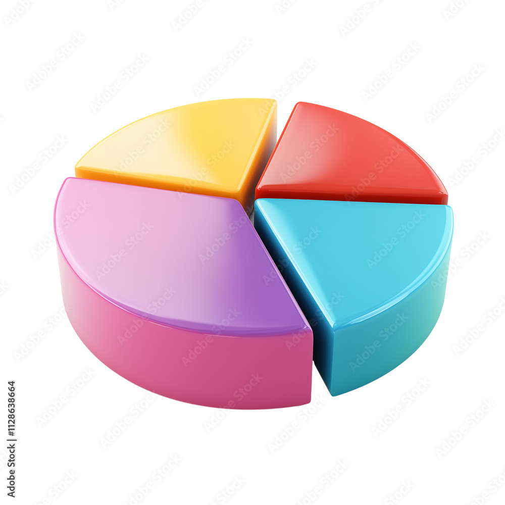 Fototapeta premium 3D icon of business financial pie chart isolated on transparent background