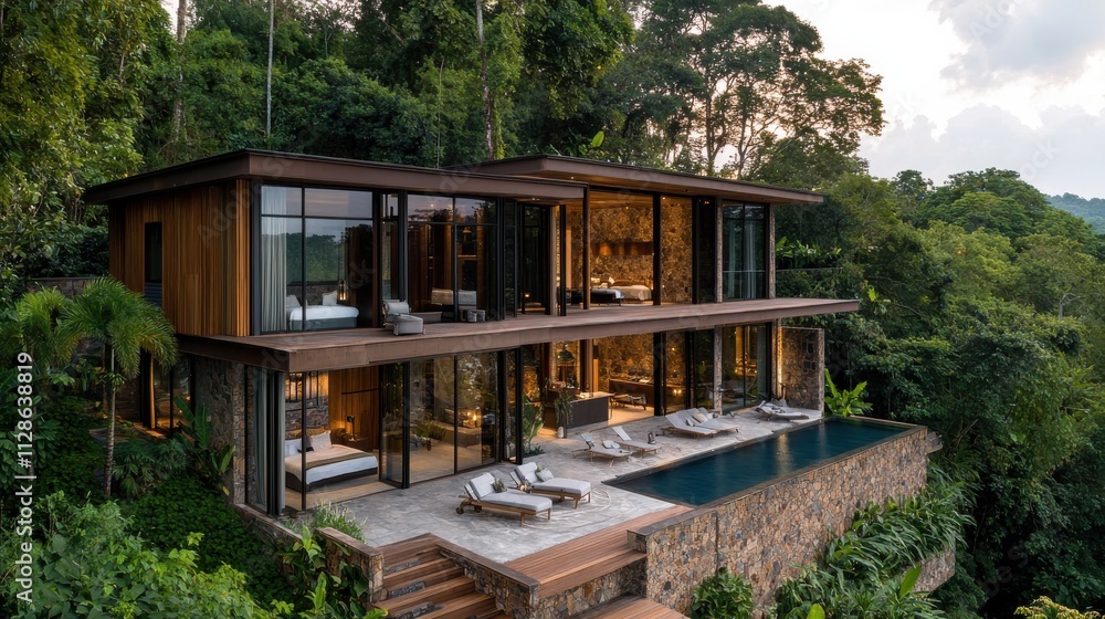 Modern luxury mansion amidst scenic greenery retreat Modern luxury mansion amidst scenic greenery retreat