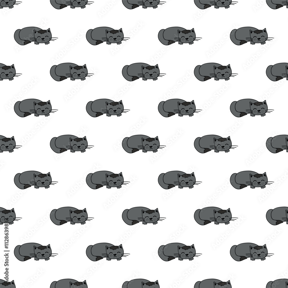 Fototapeta premium Seamless pattern with cat doodle for decorative print, wrapping paper, greeting cards, wallpaper and fabric