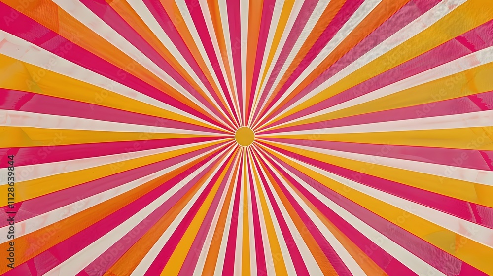 Abstract sunburst background with pink, orange, and white stripes. Abstract sunburst background with pink, orange, and white stripes.