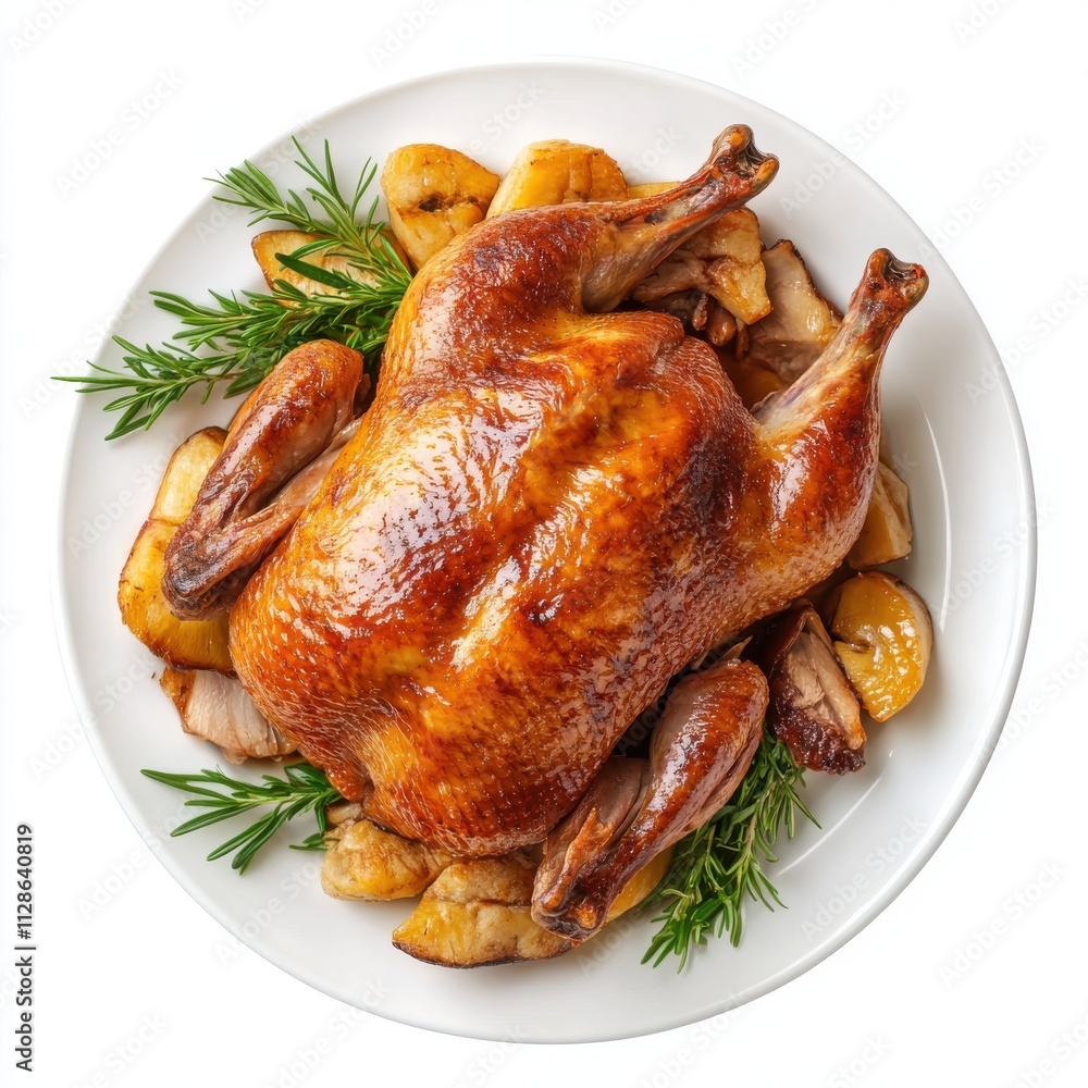 Roast Duck isolated on white background, top view Roast Duck isolated on white background, top view