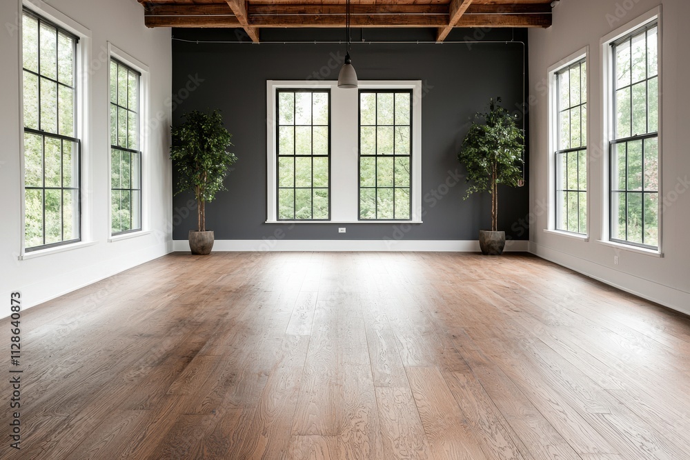 Fototapeta premium Unique urban loft with architectural essence and exposed beams
