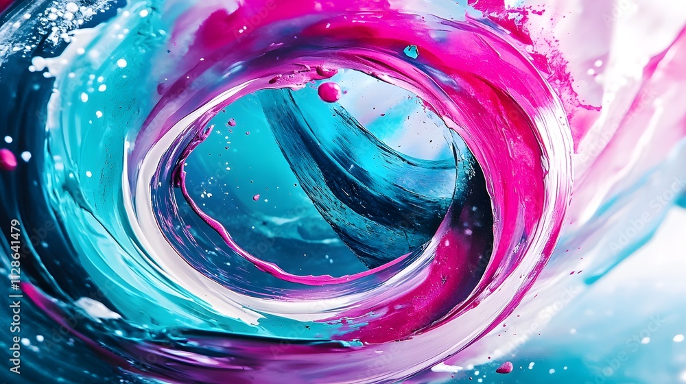 Abstract swirling paint in vibrant pink, blue, and white. Abstract swirling paint in vibrant pink, blue, and white.