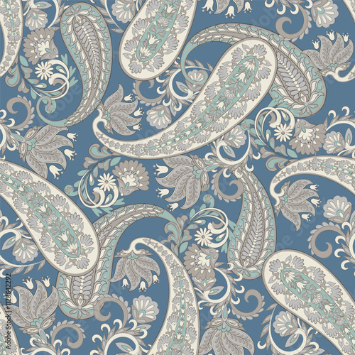 Elegant Paisley Seamless Vector Pattern. Indian floral motifs for fabric designs