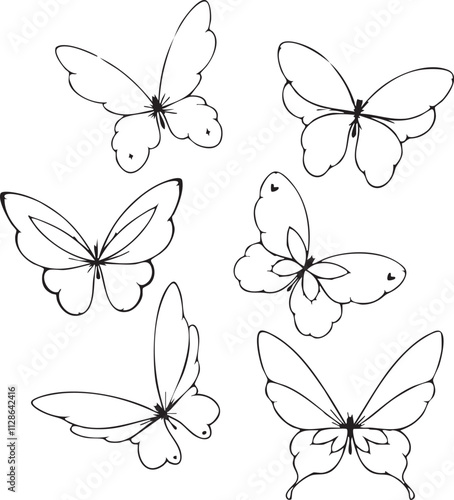 A set of pattern with butterflies icon vector illustrsation 