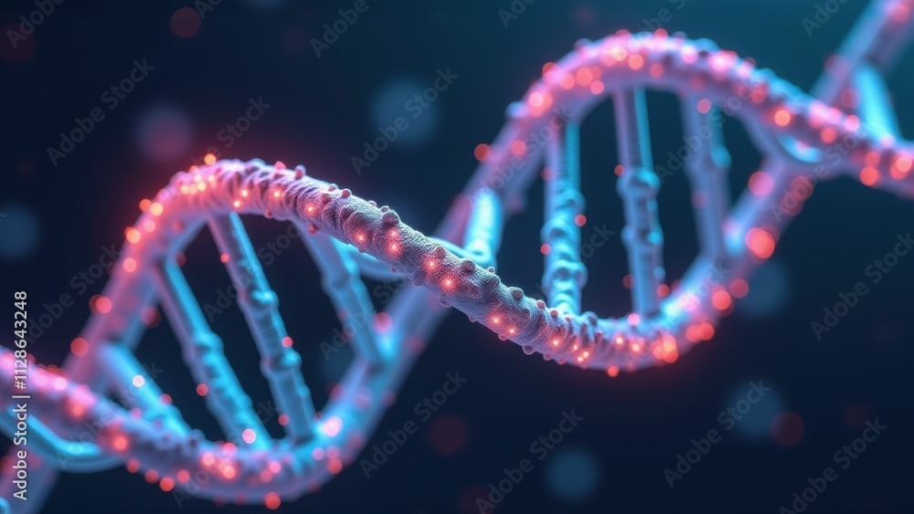 Brightly glowing DNA strands interlaced in a futuristic design, symbolizing advanced genetic technology Brightly glowing DNA strands interlaced in a futuristic design, symbolizing advanced genetic technology