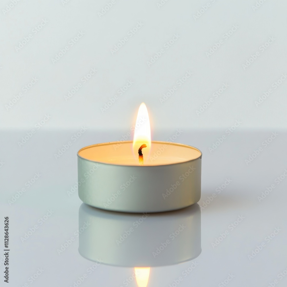Tea light candle isolated on white background --style raw Tea light candle isolated on white background --style raw