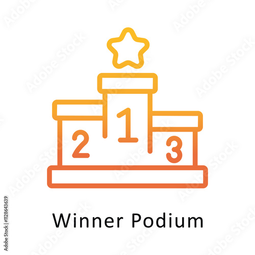 Winner Podium Vector Gradient Outline Icon. Eps 10 File 