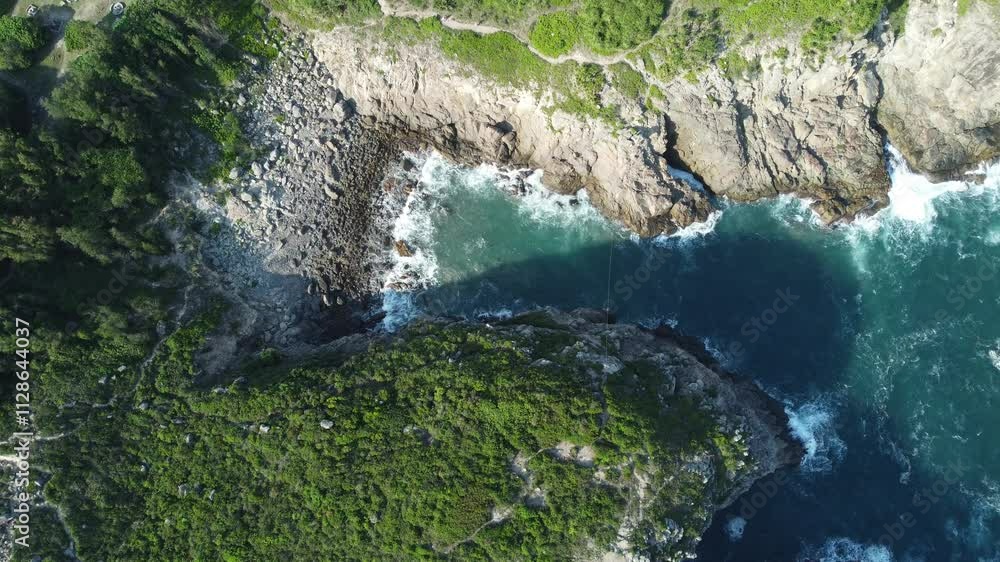 drone Aerial View of the sea waves of Tung Lung Chau Island in Hong Kong drone Aerial View of the sea waves of Tung Lung Chau Island in Hong Kong