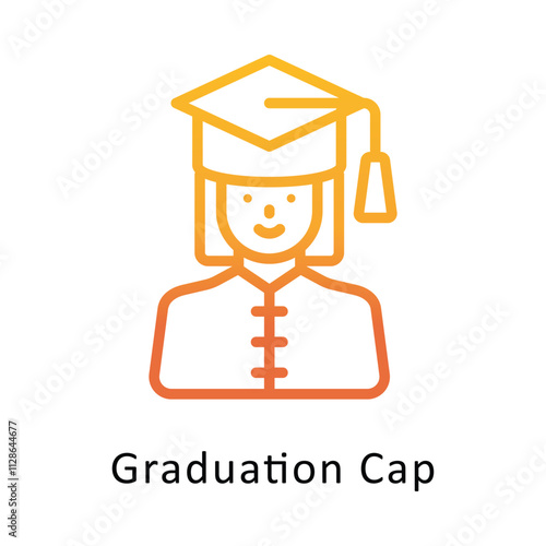 Graduation cap Vector Gradient Outline Icon. Eps 10 File 