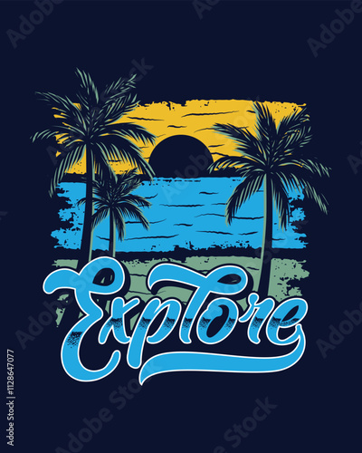 Vintage style explore t shirt design