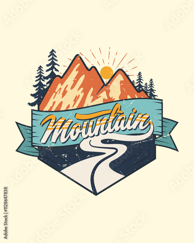 Vintage style mountain t shirt template design