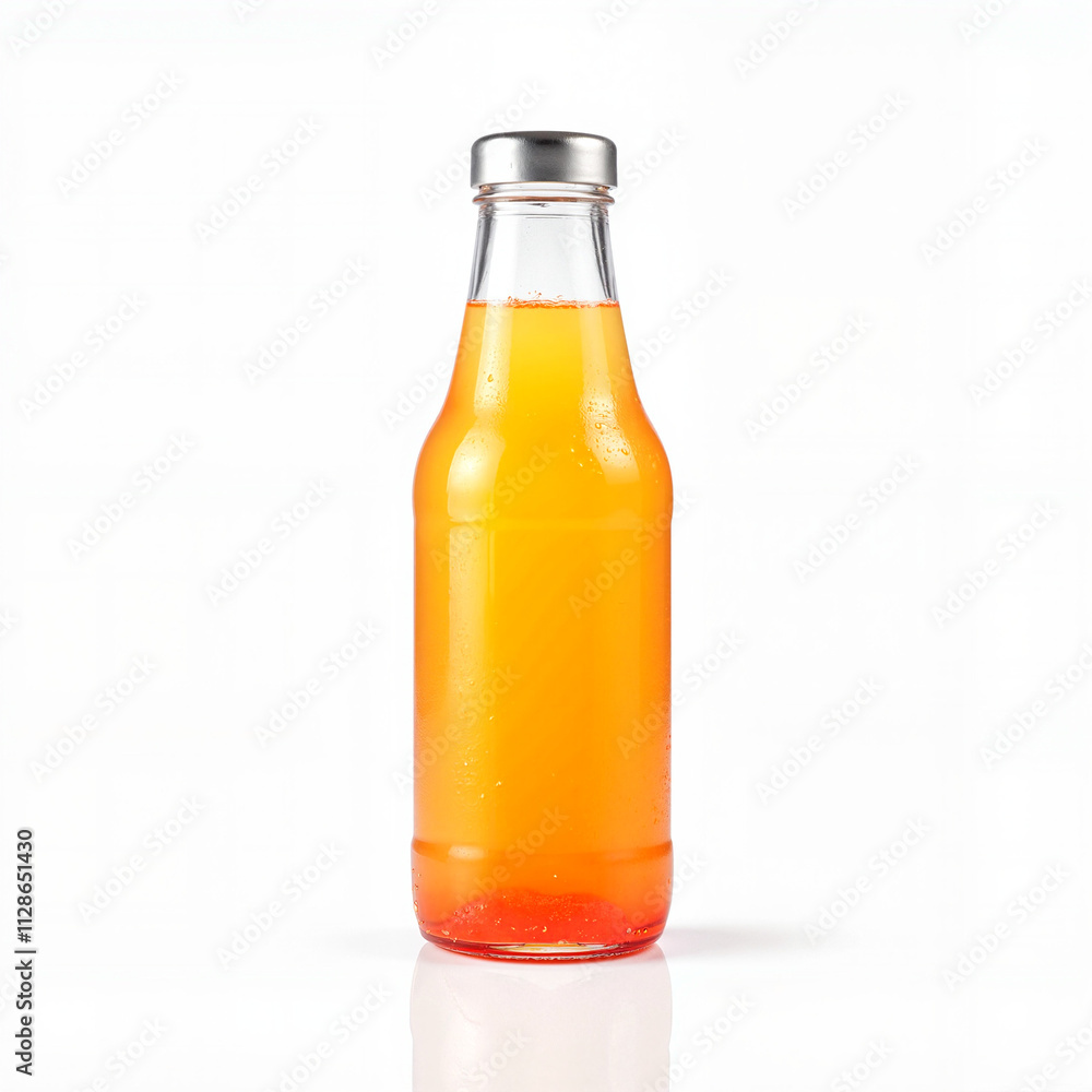 Refreshing orange beverage in a glass bottle Refreshing orange beverage in a glass bottle