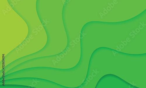 green 3D wavy lines texture with soft light and shadow. Minimal wave curve pattern collection design with text copy space. can be used in various backgrounds