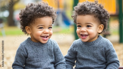 Twins communicating with each other through gestures and expressions, showcasing the deep bond and understanding between siblings. The scene emphasizes the unique connection.