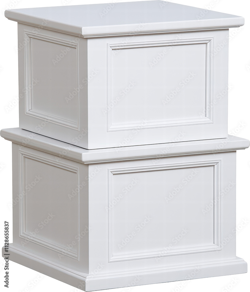 Elegant white stacked storage boxes Elegant white stacked storage boxes