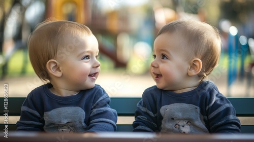 Twins communicating with each other through gestures and expressions, showcasing the deep bond and understanding between siblings. The scene emphasizes the unique connection.
