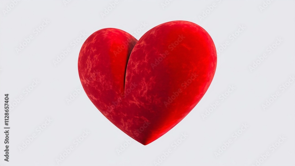 Minimalist 3D Red Heart Set on a White Background, Perfect for Valentine's Day Designs Minimalist 3D Red Heart Set on a White Background, Perfect for Valentine's Day Designs