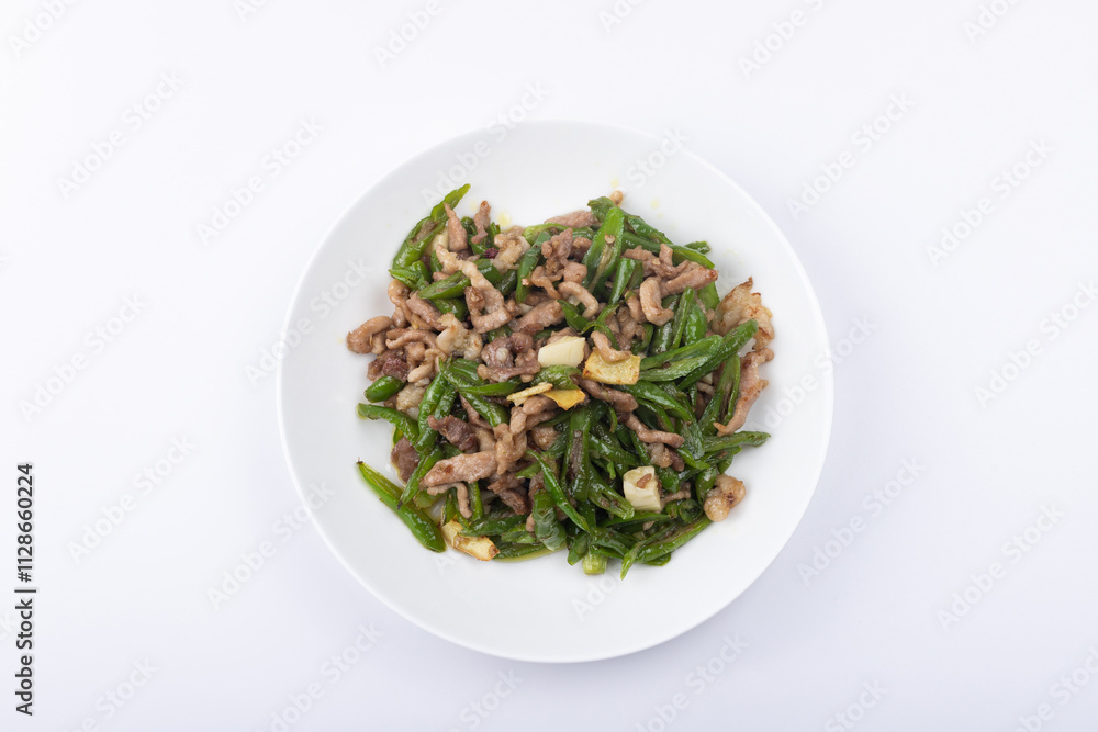Home cooked shredded pork with green pepper Home cooked shredded pork with green pepper