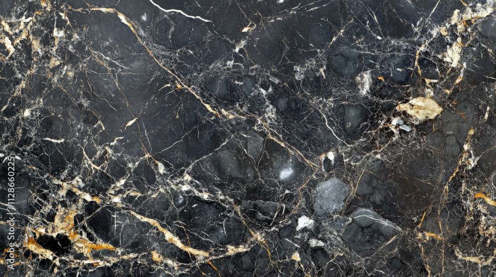 Elegant black marble texture with intricate golden and silver veins Elegant black marble texture with intricate golden and silver veins