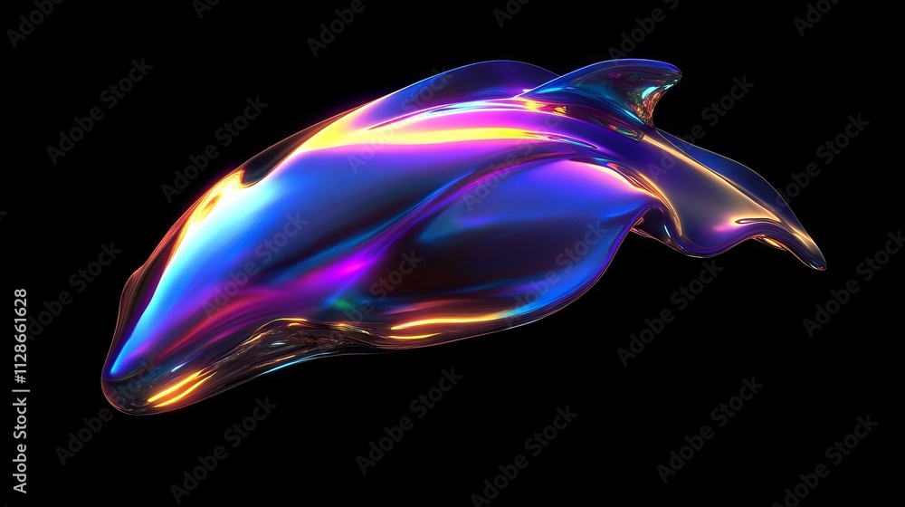 Obraz premium Abstract holographic liquid with bold holographic colors on black
