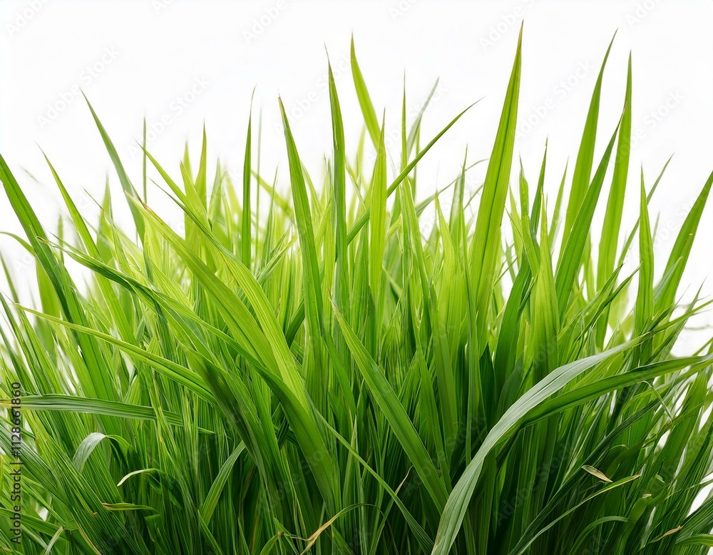 Fototapeta premium grass background with dew dropping on white background