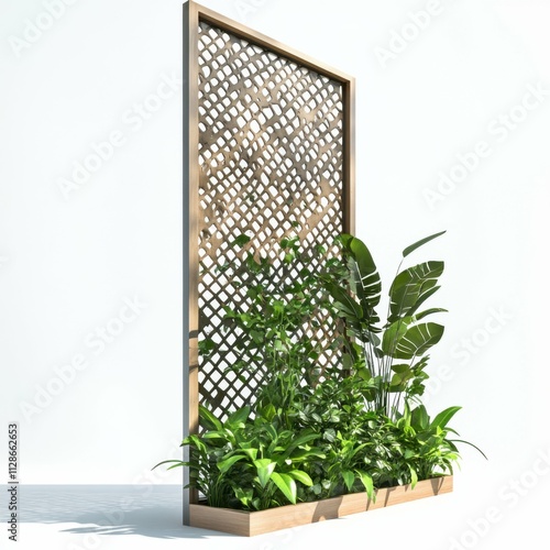 Outdoor privacy screen on a white background, side view, sharp details photo