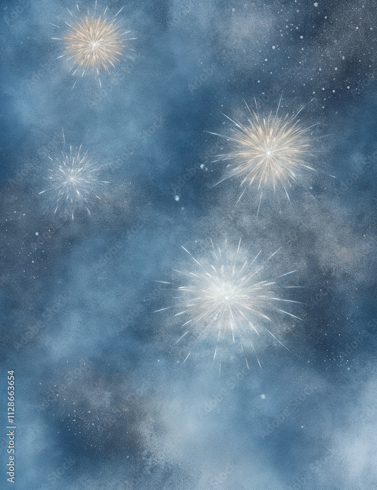 Fototapeta premium fireworks in the sky - abstract dark blue background - Generative AI