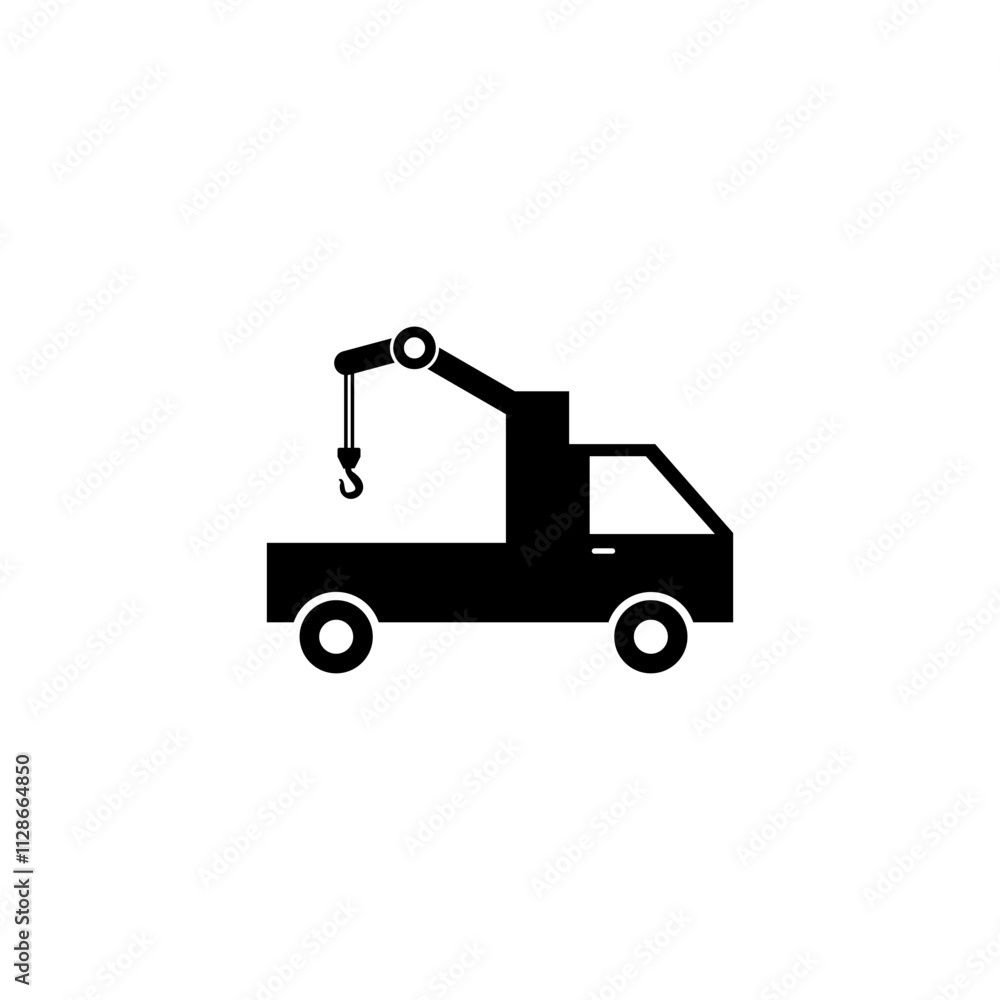 Truck towing, Car tow icon for logo. Construction vehicle and Heavy Equipment icon vector Truck towing, Car tow icon for logo. Construction vehicle and Heavy Equipment icon vector