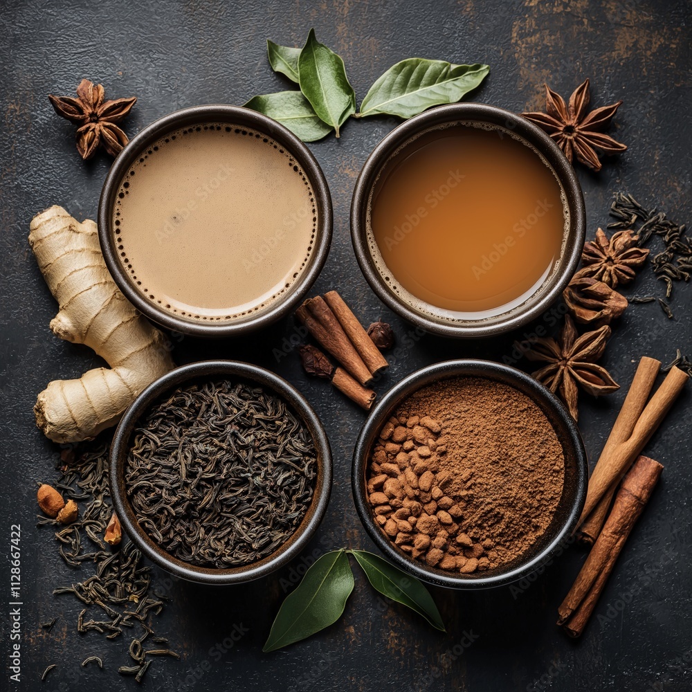 Aromatic Masala Chai Ingredients Tea Spices Ginger Aromatic Masala Chai Ingredients Tea Spices Ginger