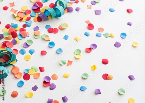 Bright and Colorful Confetti Isolated on a White Background for Festive Celebrations and Events – Perfect for Party Themes and Decorations