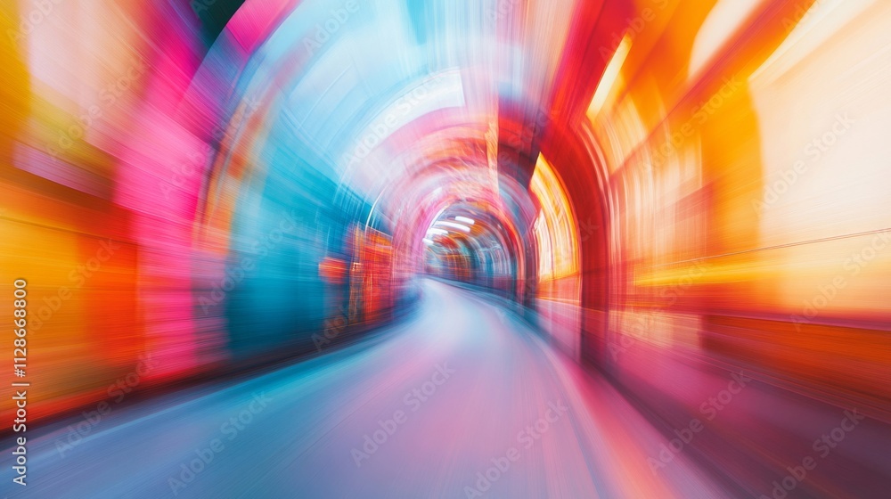 Vibrant Colors Blurred Motion Through Tunnel Vibrant Colors Blurred Motion Through Tunnel