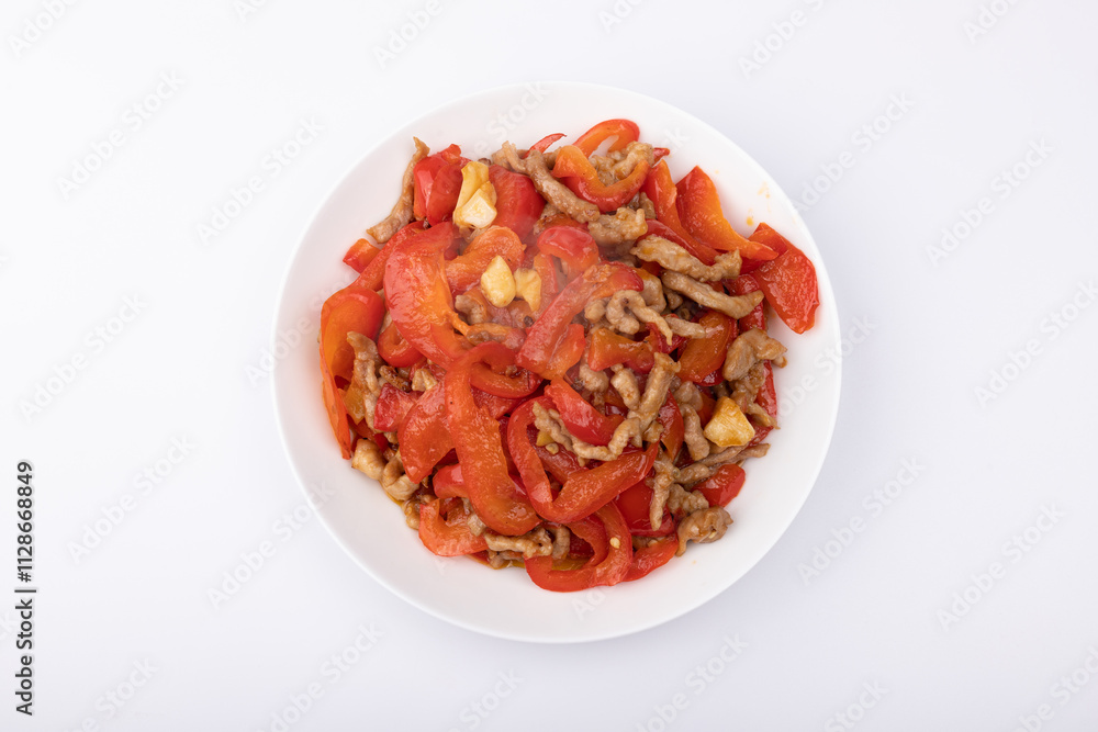 Stir-fried shredded pork with sweet pepper Stir-fried shredded pork with sweet pepper