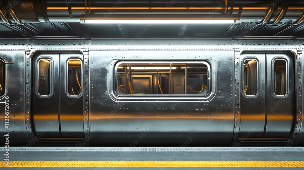 Photo of an open door on the side of a subway train at a New York City station,
Photo of an open door on the side of a subway train at a New York City station,