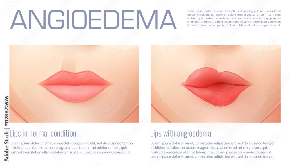 Swollen Lips From Angioedema Or Edema Swelling Vector Medical swollen-lips-from-angioedema-or-edema-swelling-vector-medical