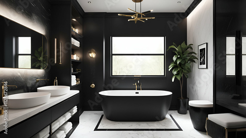 black color bathroom interior