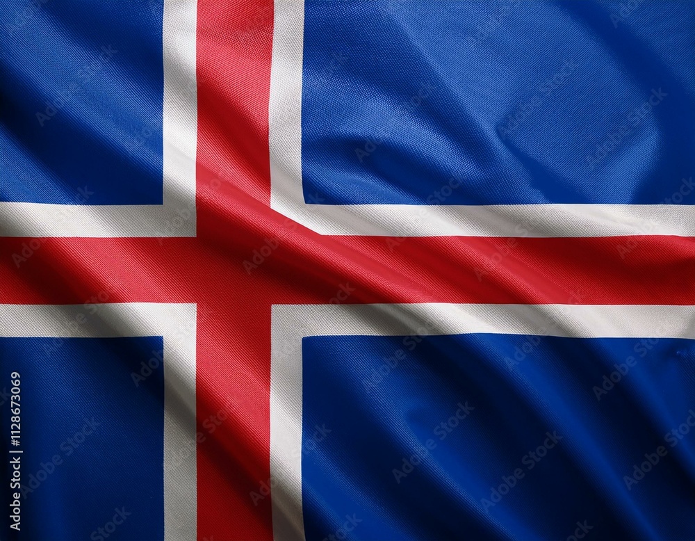 Obraz premium Watercolor texture flag of Iceland.