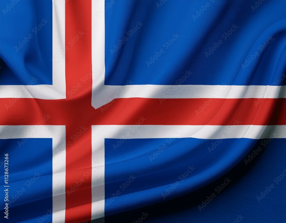 Fototapeta premium Watercolor texture flag of Iceland.