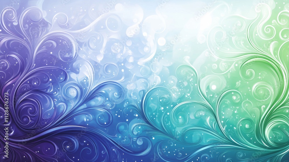 Abstract Swirling Floral Design In Cool Hues Abstract Swirling Floral Design In Cool Hues