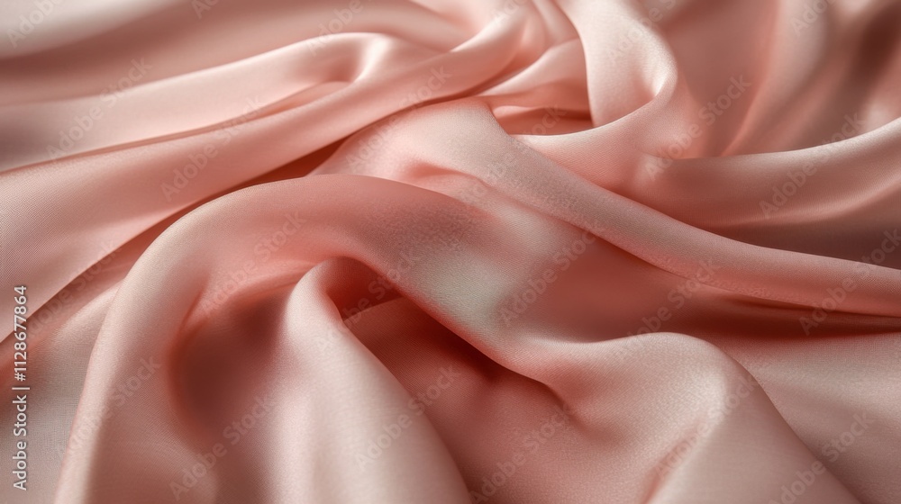 Obraz premium Elegant Draped Peach Silk Fabric Texture Background: Soft, Luxurious, and Smooth