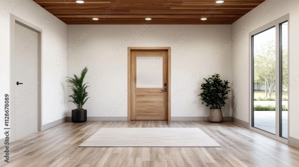 Modern wellness center interior design with earthy tones and natural light Modern wellness center interior design with earthy tones and natural light