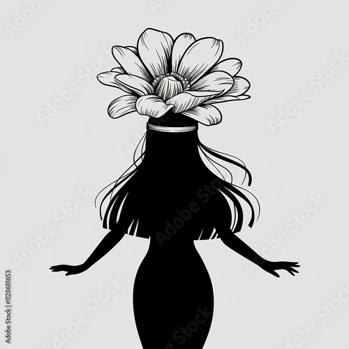 silhouette of a person with a flower