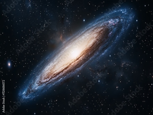 Andromeda Galaxy with vibrant stars and faint colorful hues