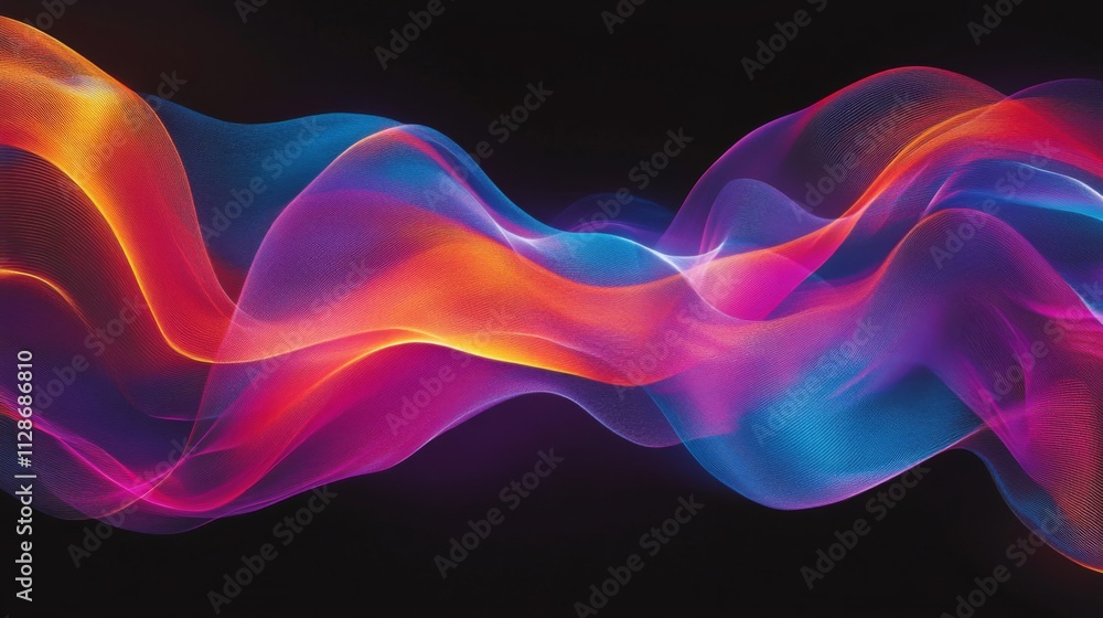 Abstract Colorful Waves Flowing Dark Background Abstract Colorful Waves Flowing Dark Background