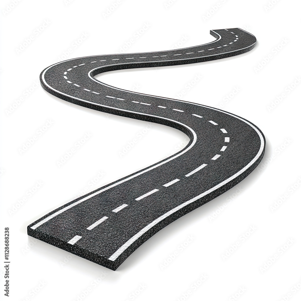 S-shaped road, minimalist style, white background S-shaped road, minimalist style, white background