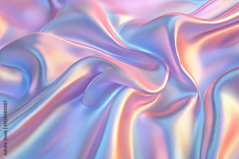 Obraz premium Silky textile showcasing elegant pastel holographic effects