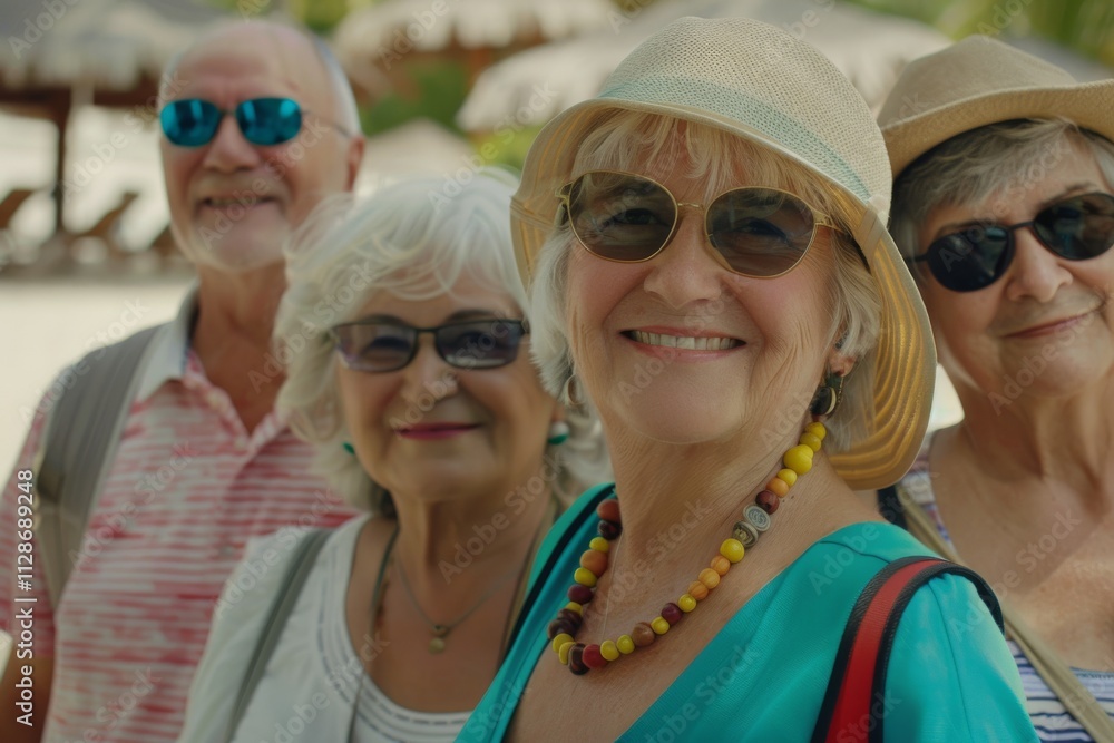Group of happy senior friends having fun on the beach. Concept of retirement and active lifestyle. Group of happy senior friends having fun on the beach. Concept of retirement and active lifestyle.